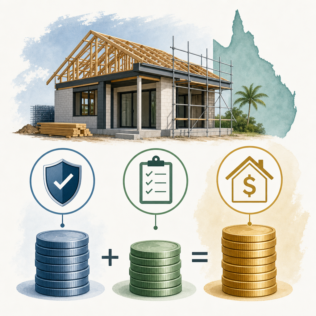 Illustration of a Queensland home warranty total-cost breakdown
